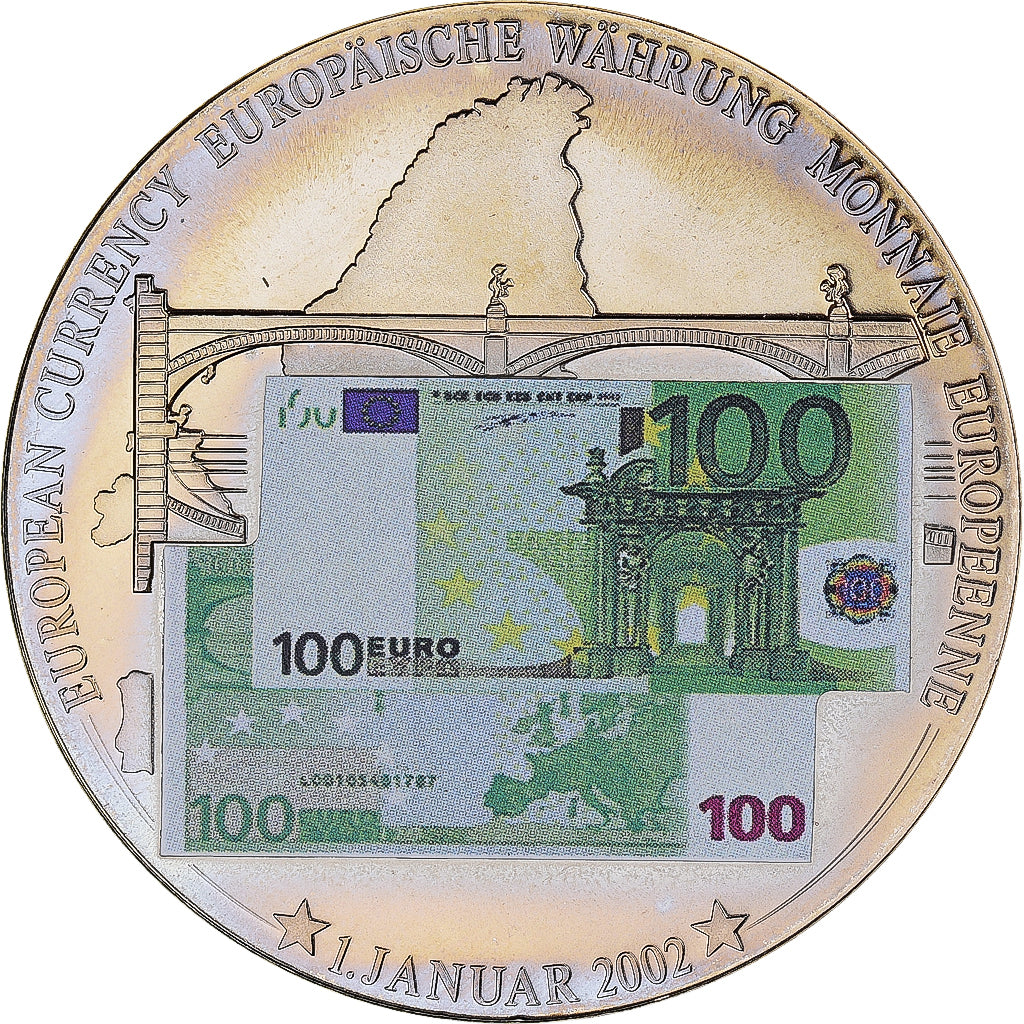 France, Medal, Monnaie Européenne, Billet de 100 Euro, 2002, MS(65-70)