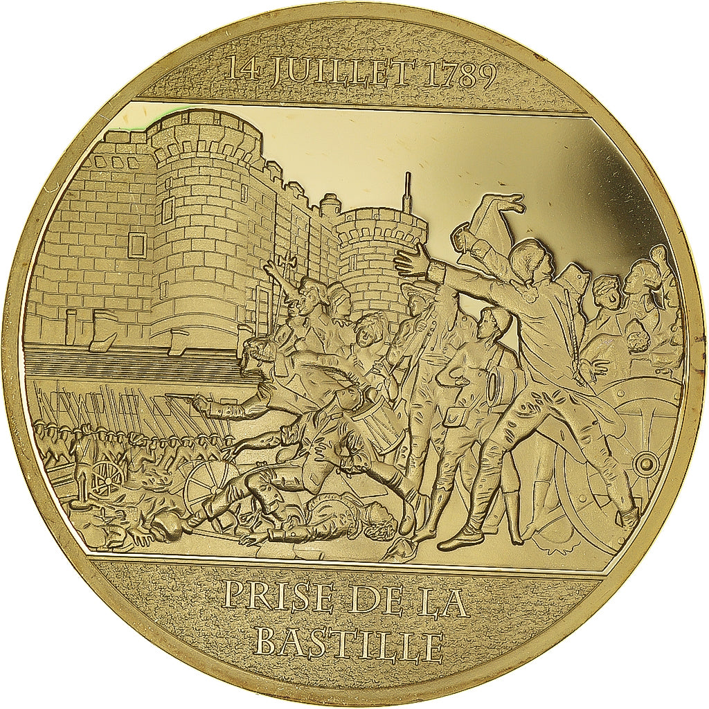 France, Medal, Révolution Française, Prise de la Bastille, MS(63), Copper Gilt