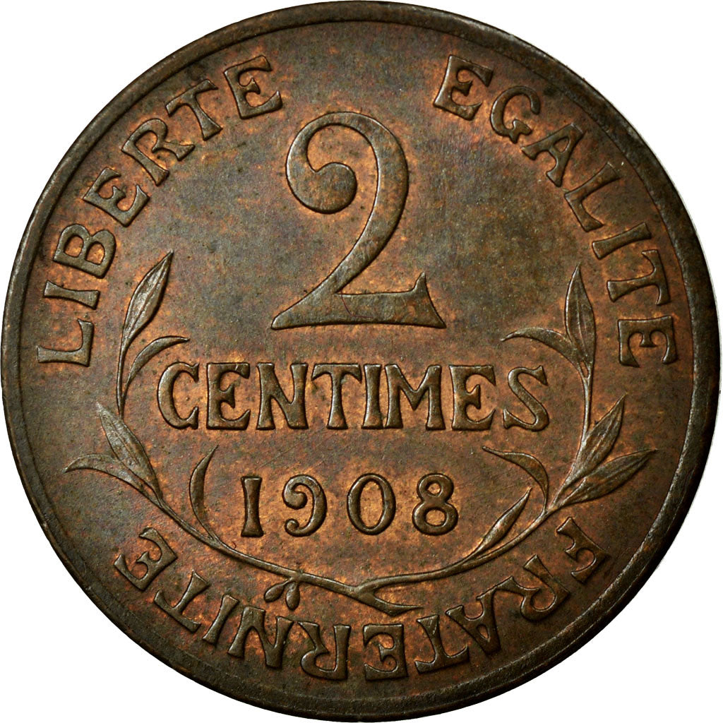 Münze, Frankreich, Dupuis, 2 Centimes, 1908, VZ, Bronze, Gadoury:107