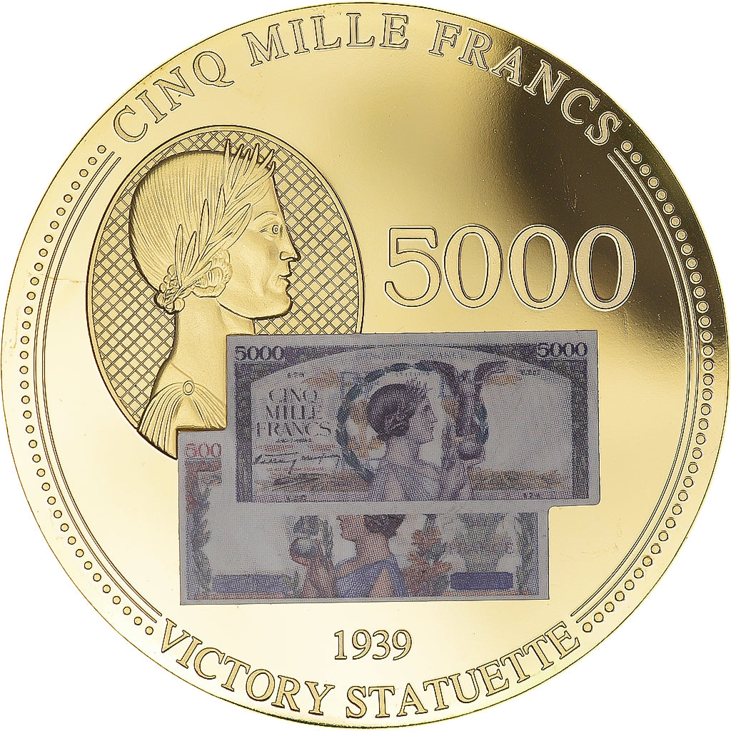 Frankreich, Medaille, Les Anciens Francs, billet de 5000 Francs Victoire, VZ
