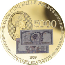 Frankreich, Medaille, Les Anciens Francs, billet de 5000 Francs Victoire, VZ