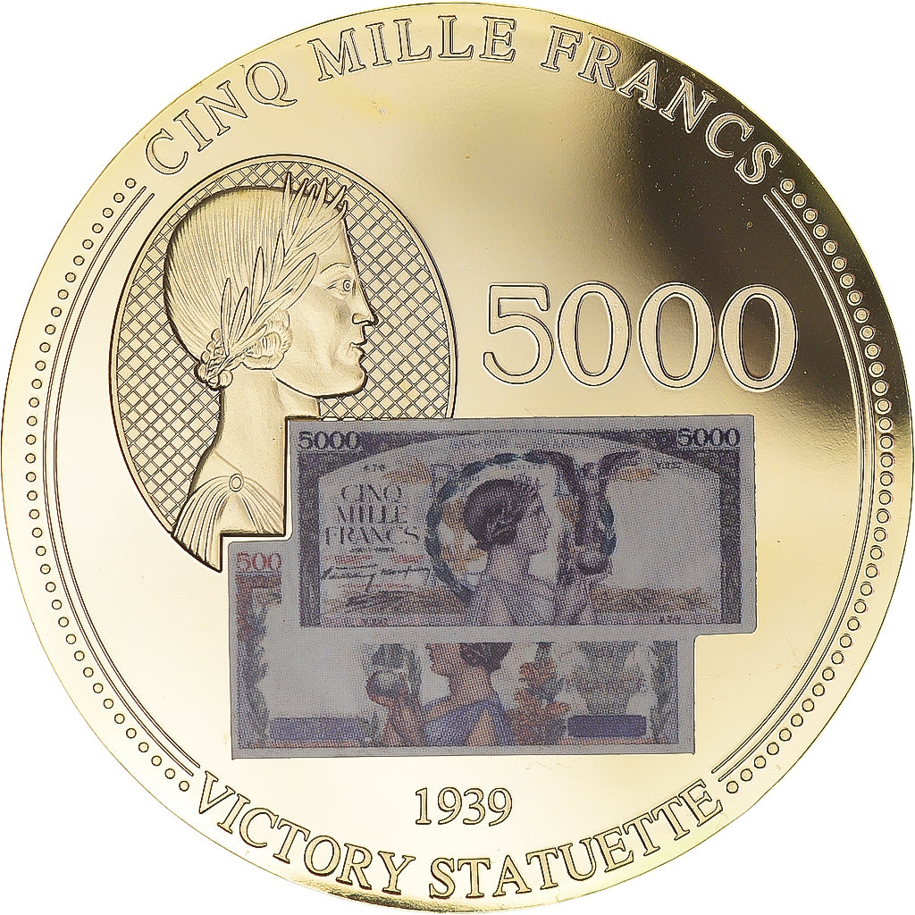 France, Medal, Les Anciens Francs, billet de 5000 Francs Victoire, MS(60-62)