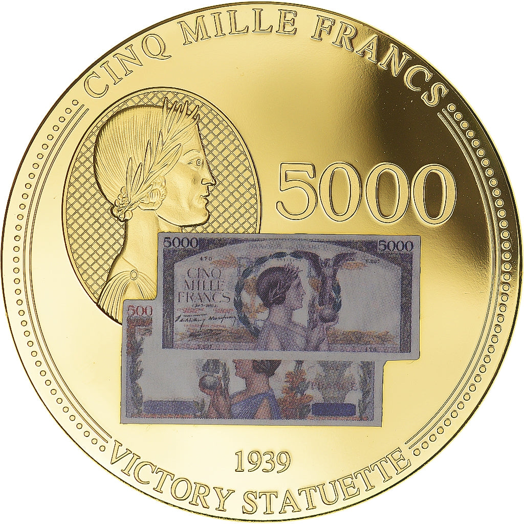 France, Médaille, Les Anciens Francs, billet de 5000 Francs Victoire, SPL