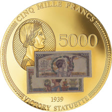 Francia, medaglia, Les Anciens Francs, billet de 5000 Francs Victoire, SPL+