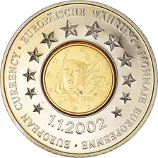 France, Medal, European Currency, 2002, MS(63), Copper Plated Silver