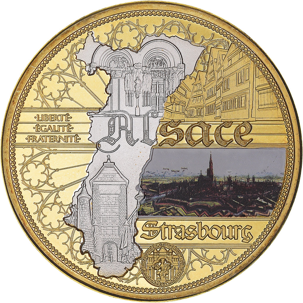 France, Medal, Les Régions de France, Alsace, MS(64), Copper Gilt