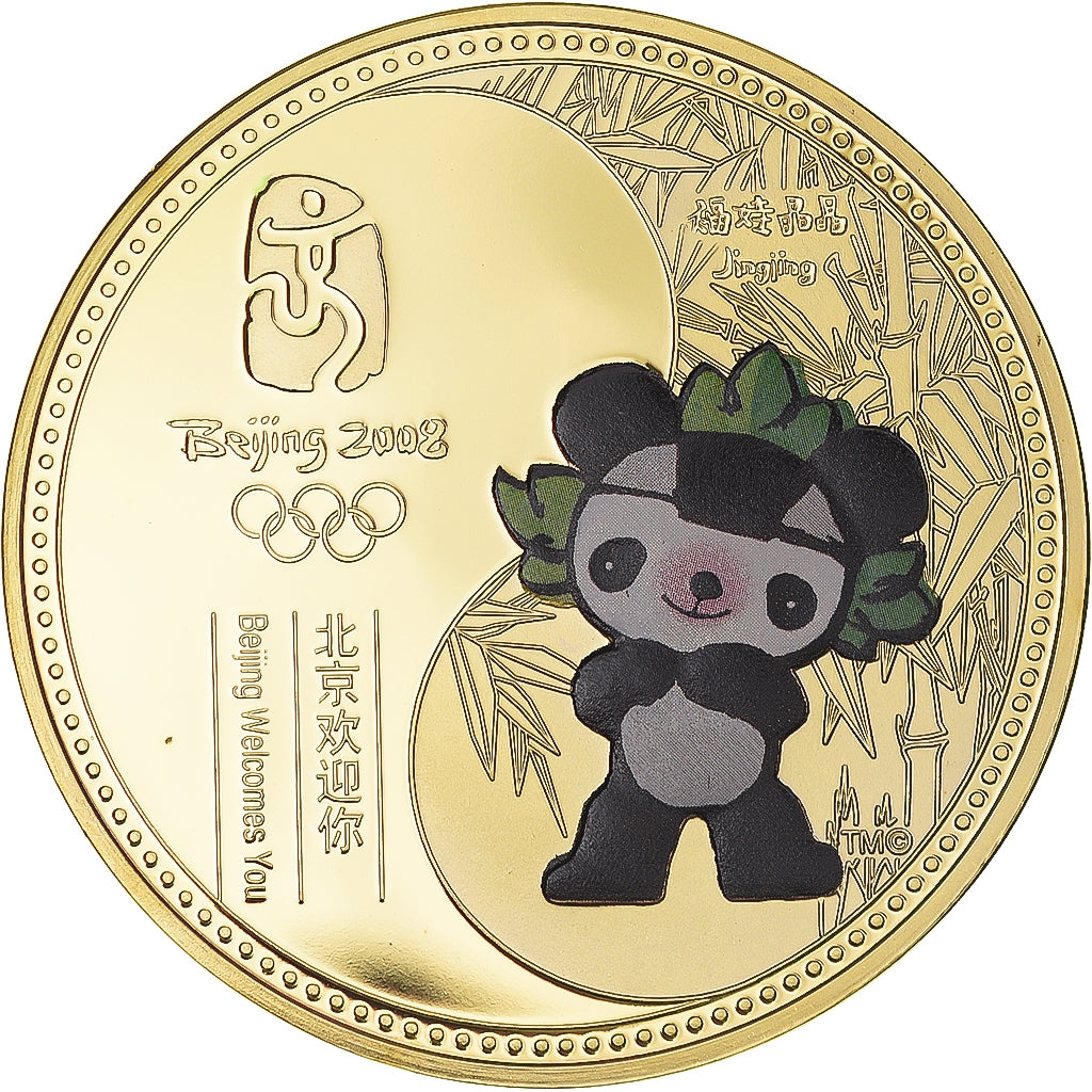 China, Medal, Jeux Olympiques de Pékin, 2008, Welcomes You, MS(64), Copper Gilt