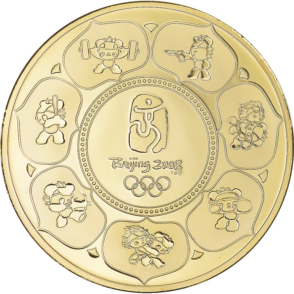 China, Medal, Jeux Olympiques de Pékin, 2008, Welcomes You, MS(64), Copper Gilt