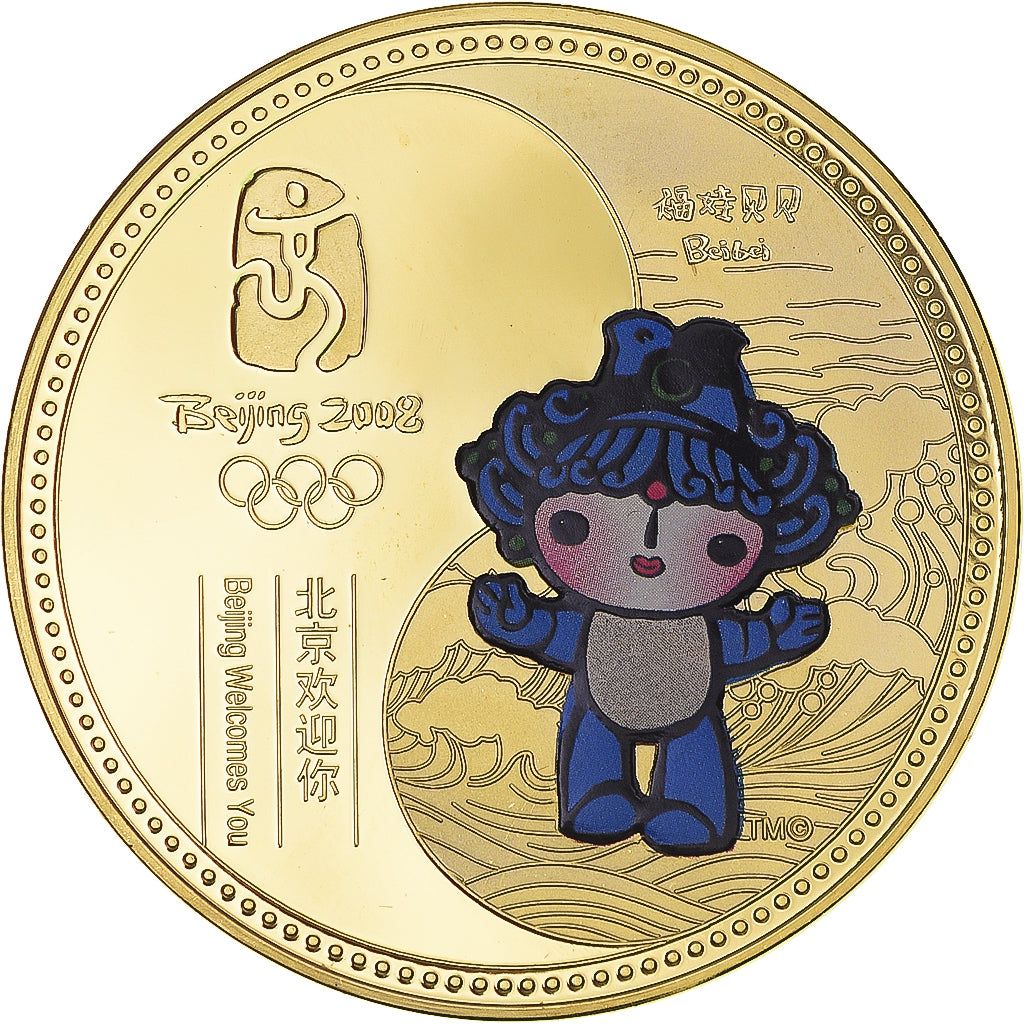 China, Medal, Jeux Olympiques de Pékin, 2008, Welcomes You, MS(65-70), Copper
