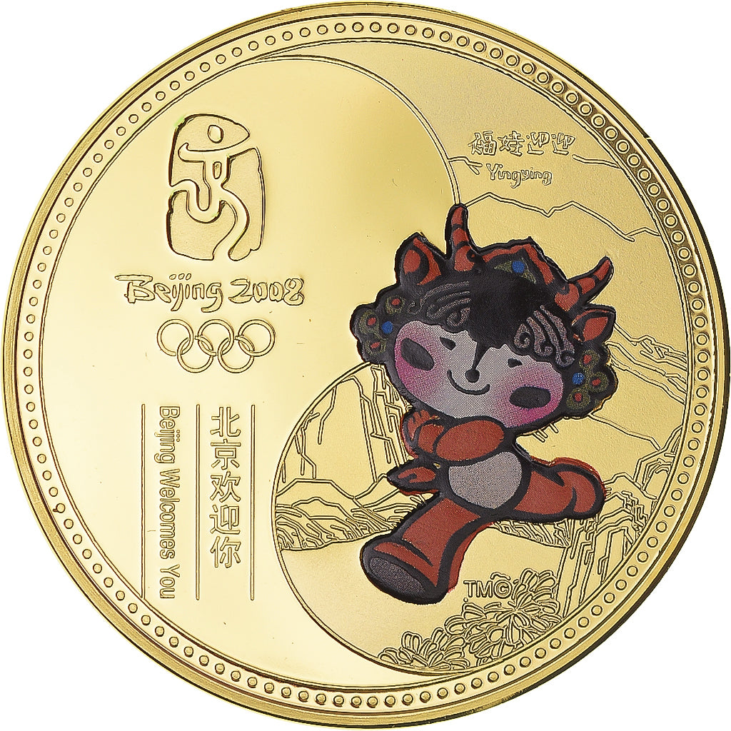 China, Medal, Jeux Olympiques de Pékin, 2008, Welcomes You, MS(63), Copper Gilt