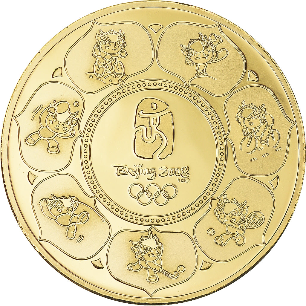 China, Medal, Jeux Olympiques de Pékin, 2008, Welcomes You, MS(63), Copper Gilt
