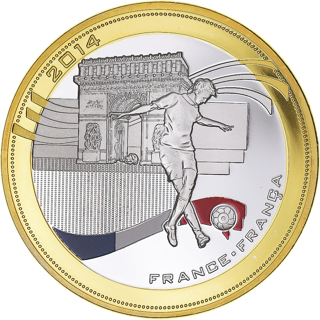 France, Medal, Brasil, Terra de Futebol, Football, 2014, MS(65-70), Copper Gilt