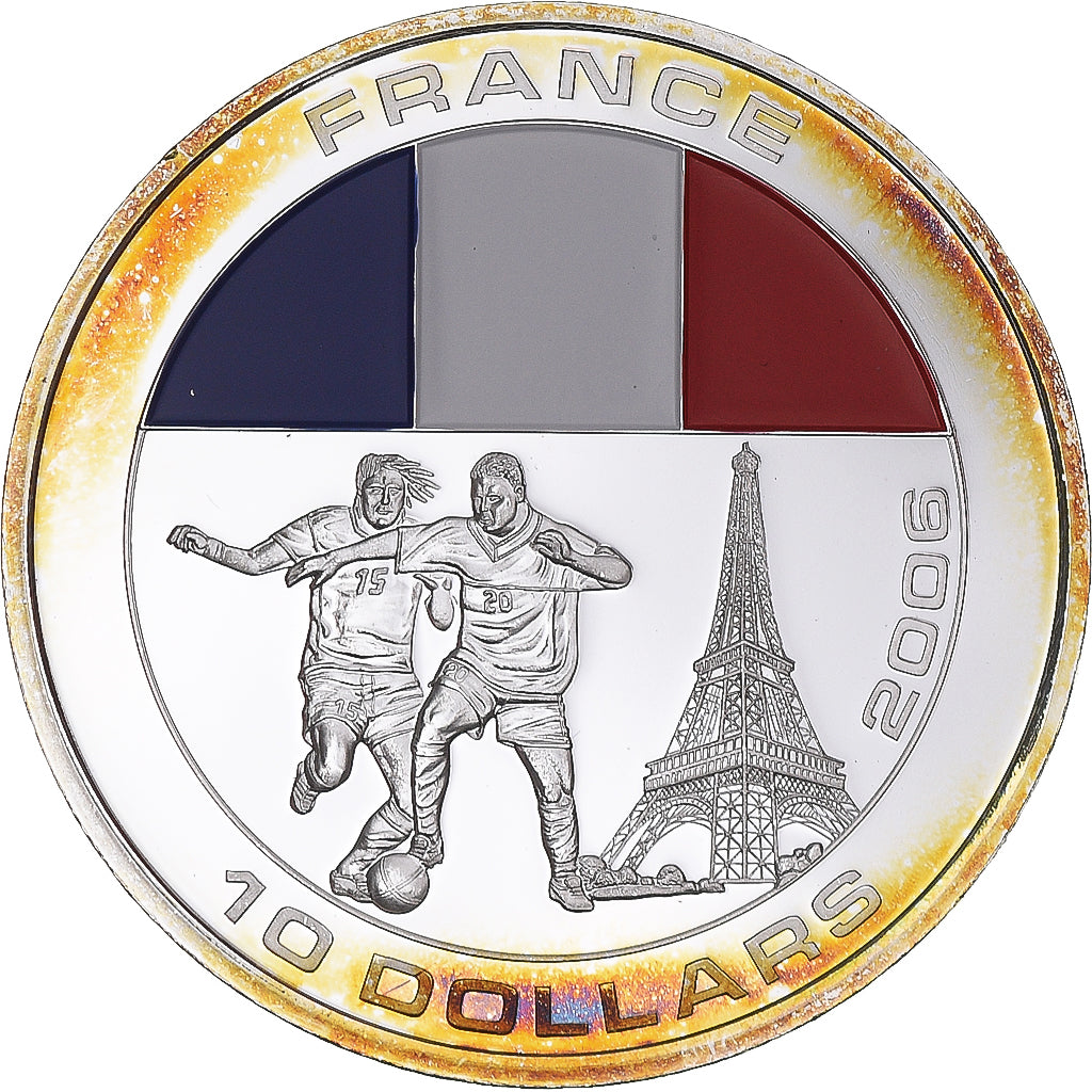 Coin, Liberia, World Football Cup 2006, 10 Dollars, 2005, MS(63), Copper Plated