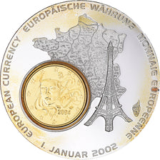 France, Medal, Passage à l'Euro, 2002, 2002, MS(60-62), Copper-nickel