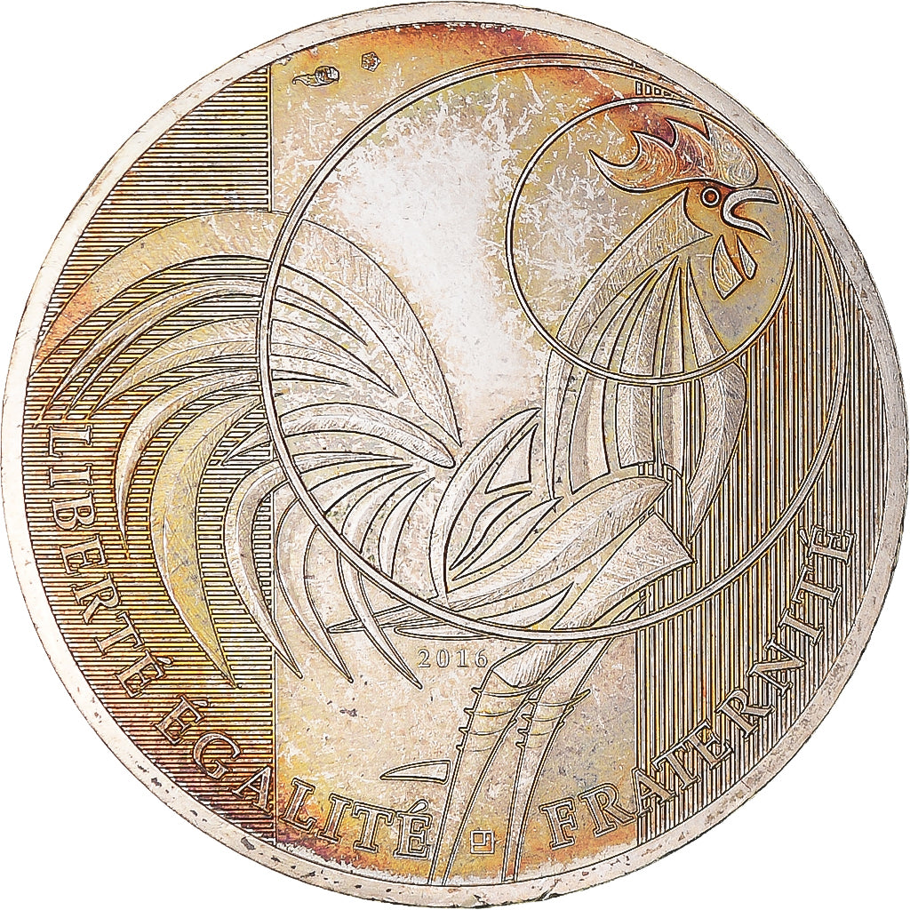 France, 10 Euro, Coq, 2016, MS(60-62), Silver, Gadoury:EU797