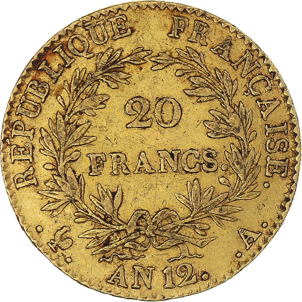 Coin, France, Napoléon I, 20 Francs, An 12, Paris, AU(50-53), Gold, KM:651