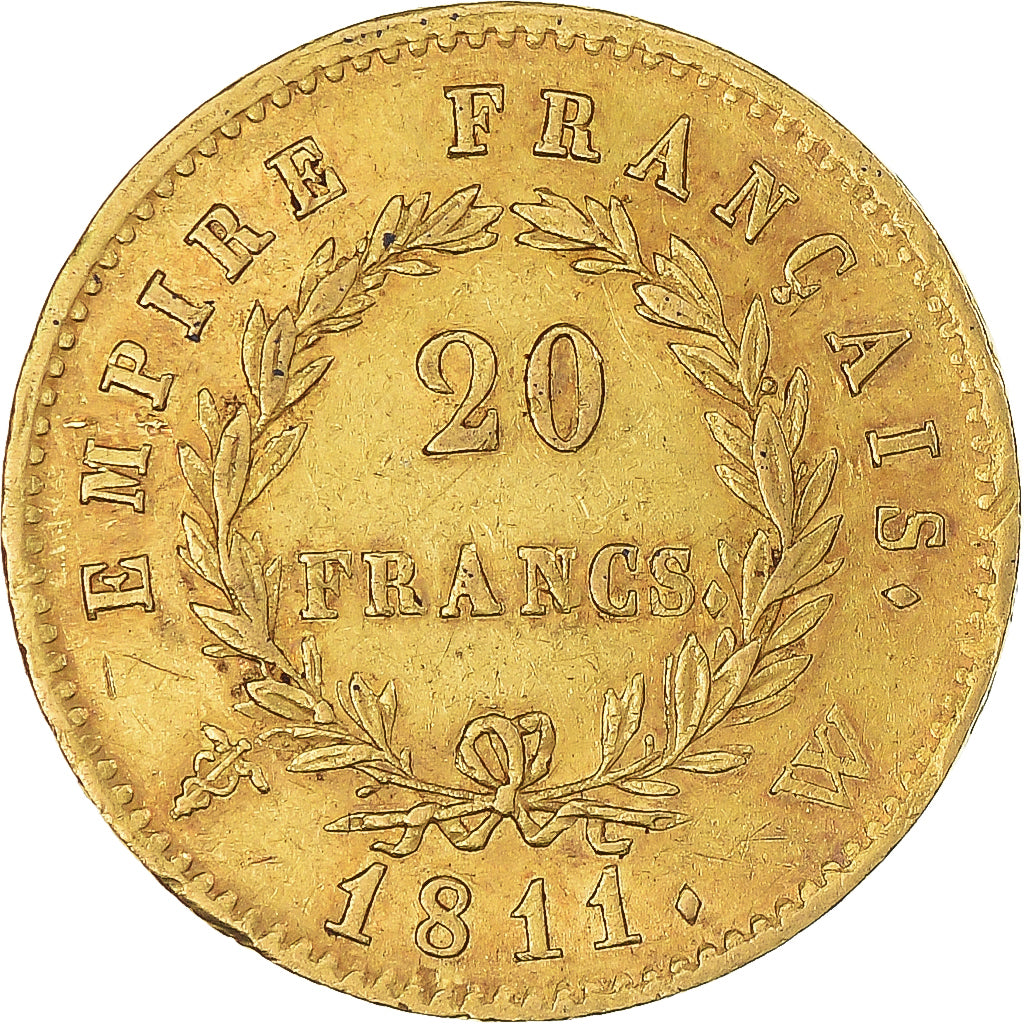 Moeda, França, Napoléon I, 20 Francs, 1811, Lille, EF(40-45), Dourado