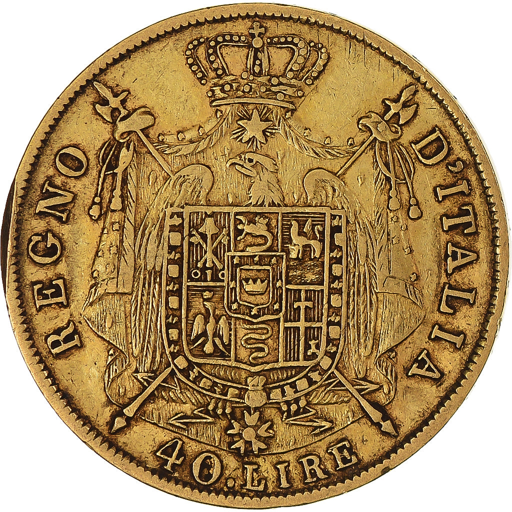 Monnaie, États italiens, KINGDOM OF NAPOLEON, Napoleon I, 40 Lire, 1812, Milan