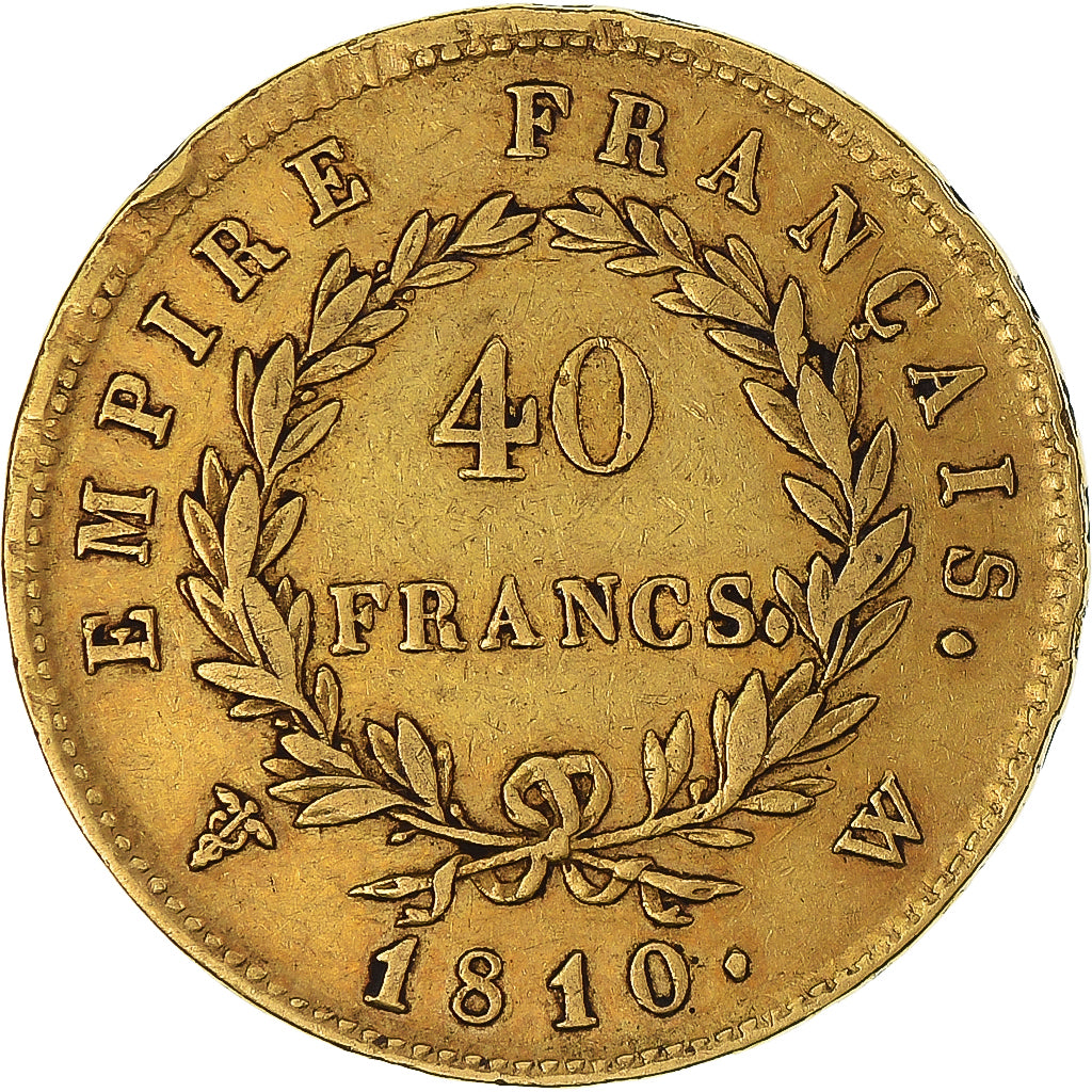 Munten, Frankrijk, Napoléon I, 40 Francs, 1810, Lille, ZF, Goud, KM:696.6