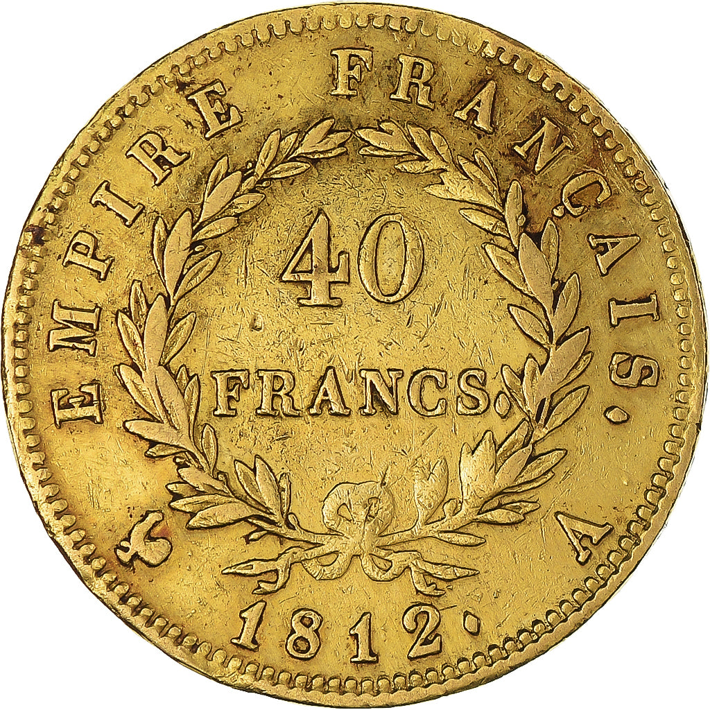 Coin, France, Napoléon I, 40 Francs, 1812, Paris, VF(30-35), Gold, KM:696.1