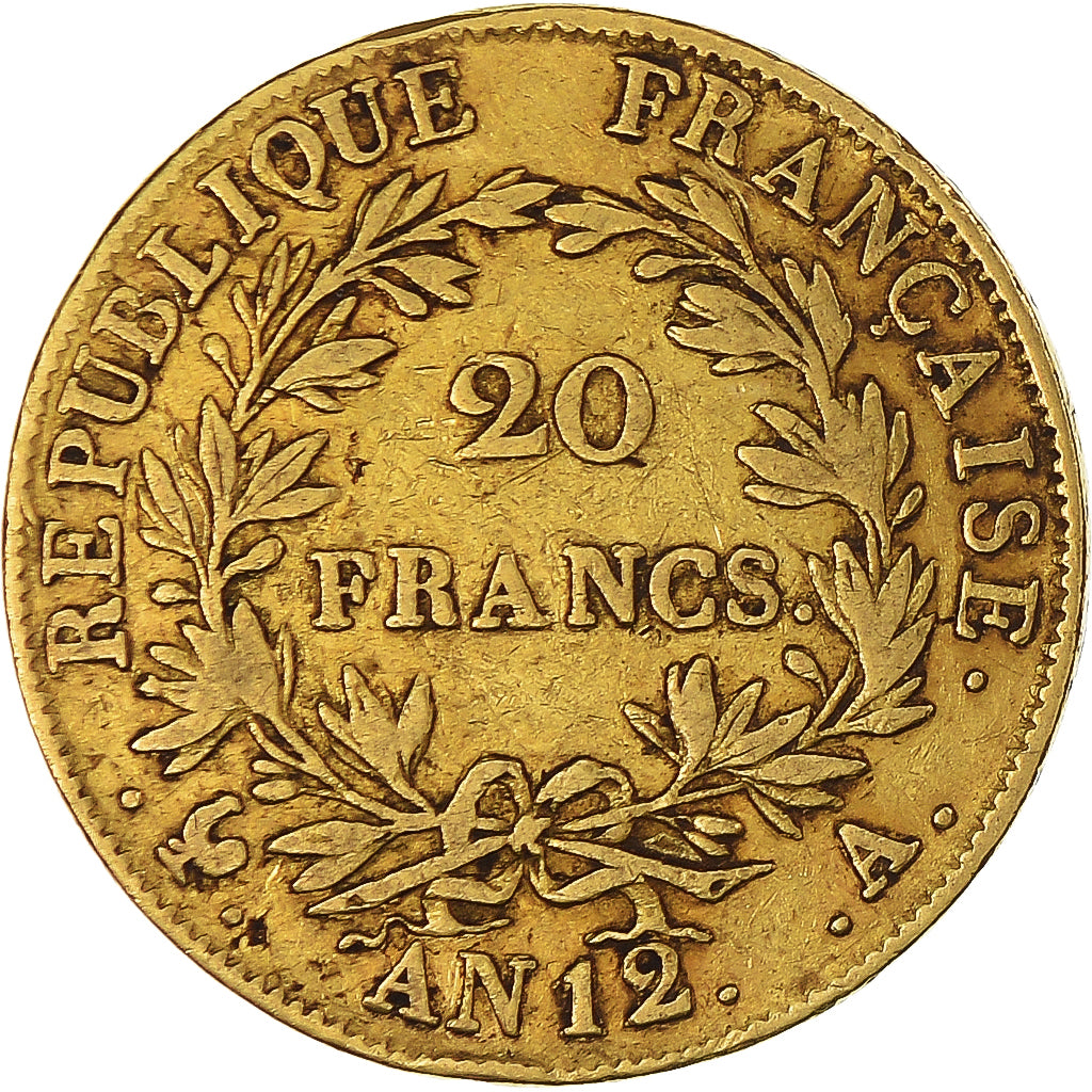 Coin, France, Napoléon I, 20 Francs, An 12 (1804), Paris, EF(40-45), Gold