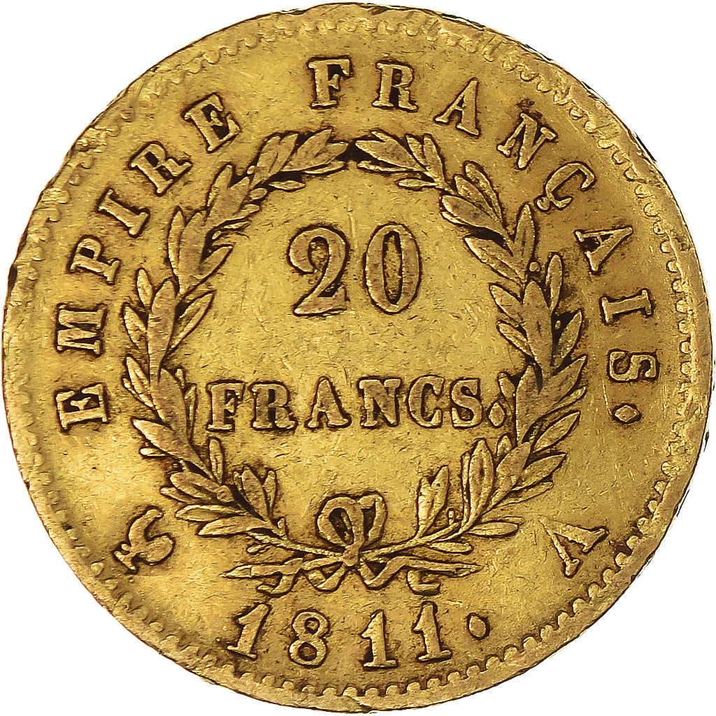 Moneta, Francia, Napoléon I, 20 Francs, 1811, Paris, BB+, Oro, KM:695.1