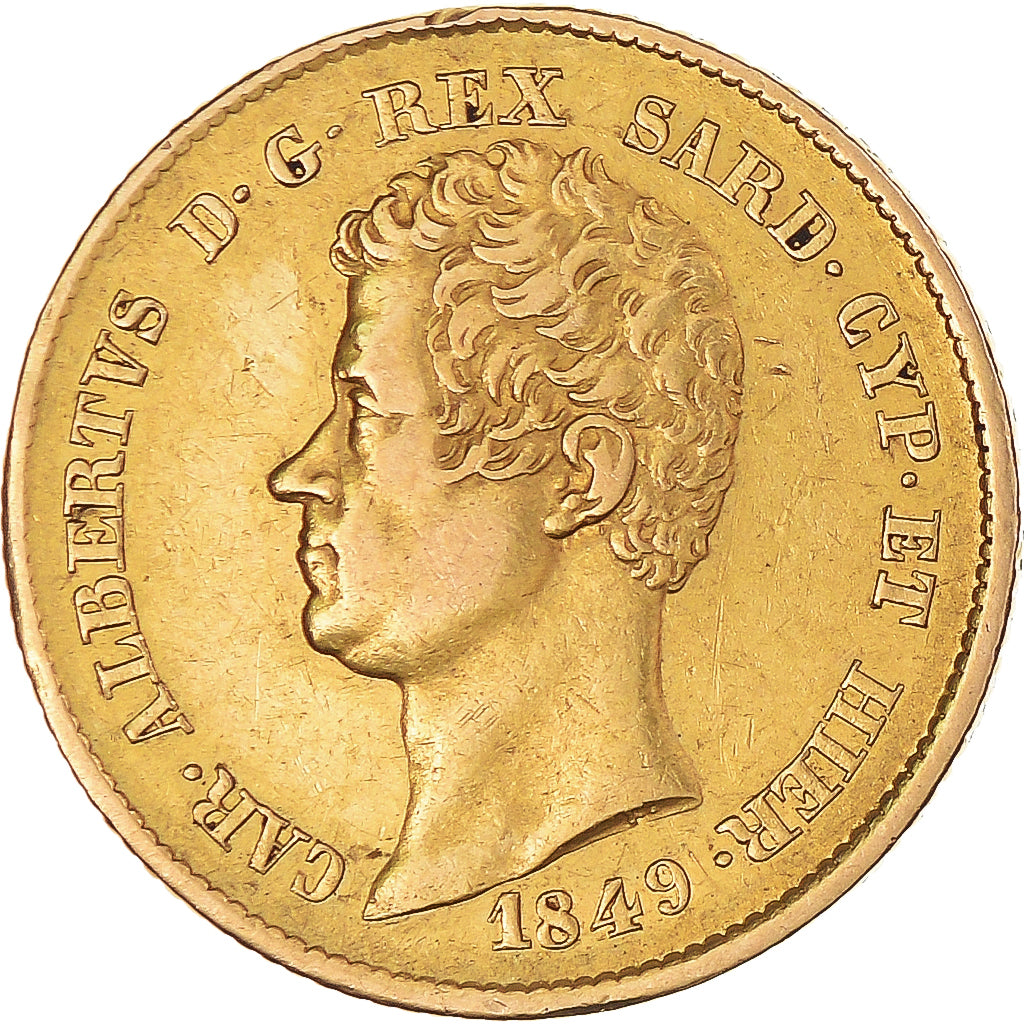 Moeda, ESTADOS ITALIANOS, SARDINIA, Carlo Alberto, 20 Lire, 1849, Genoa