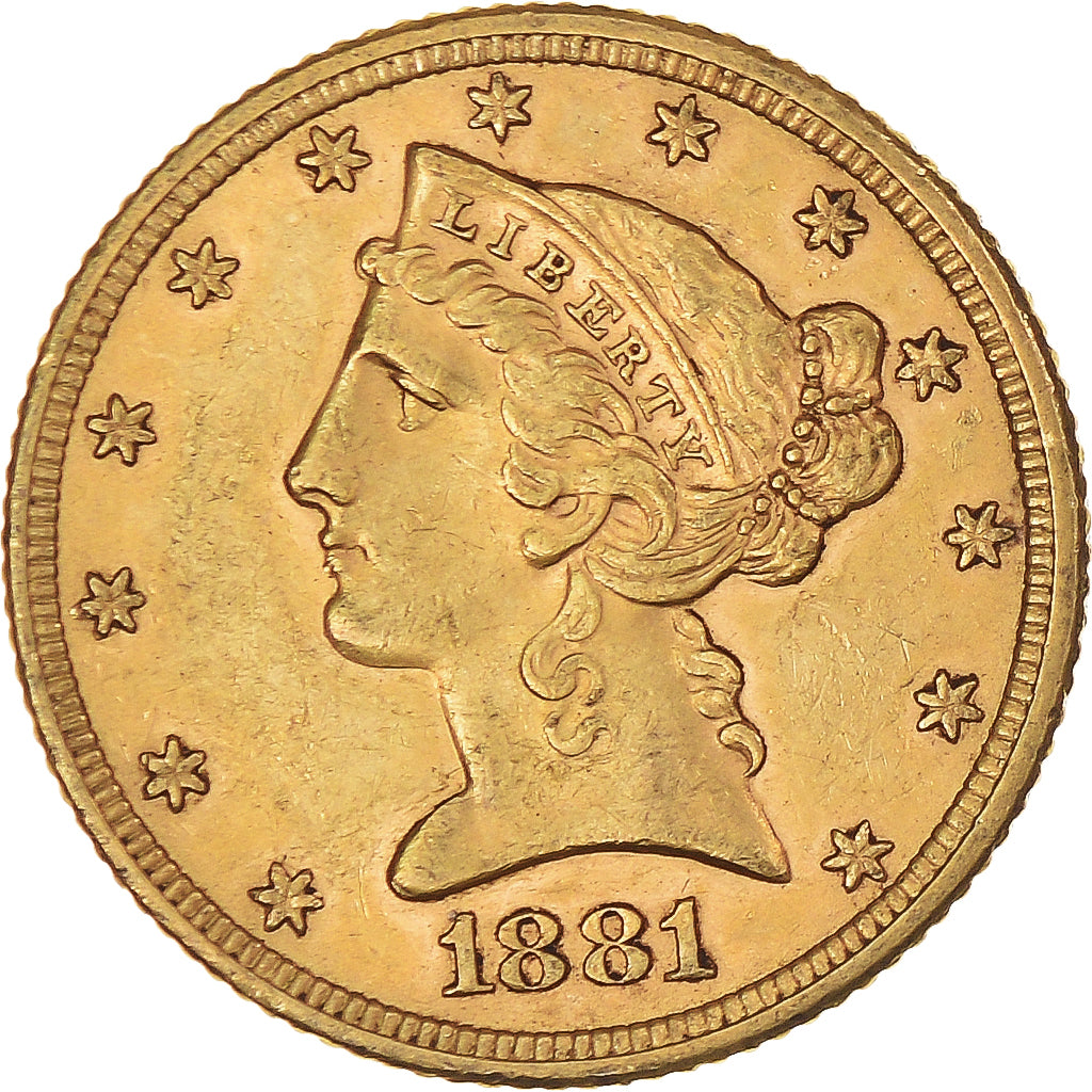 Münze, Vereinigte Staaten, Coronet Head, $5, Half Eagle, 1881, U.S. Mint