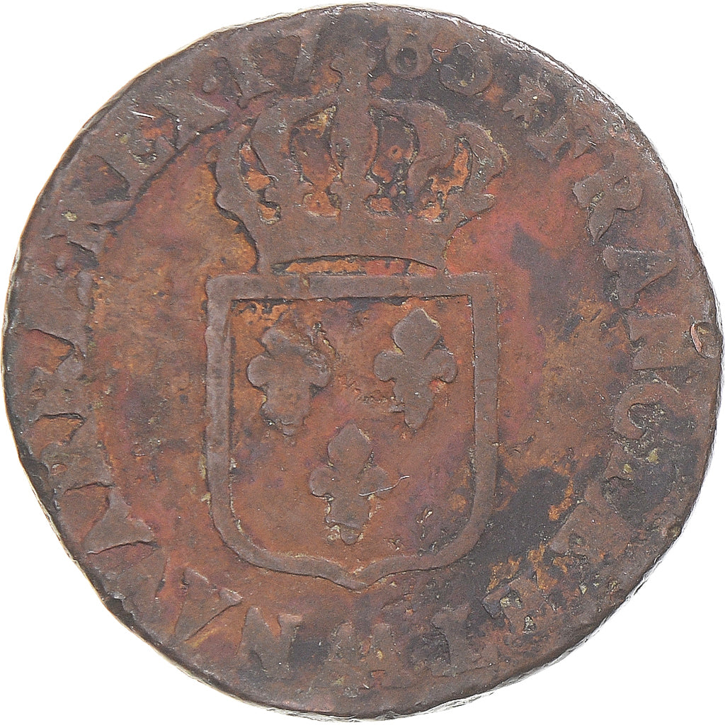 Moneta, Francia, Louis XVI, Sol ou sou, Sol, 1783, Metz, MB, Rame, KM:578.2