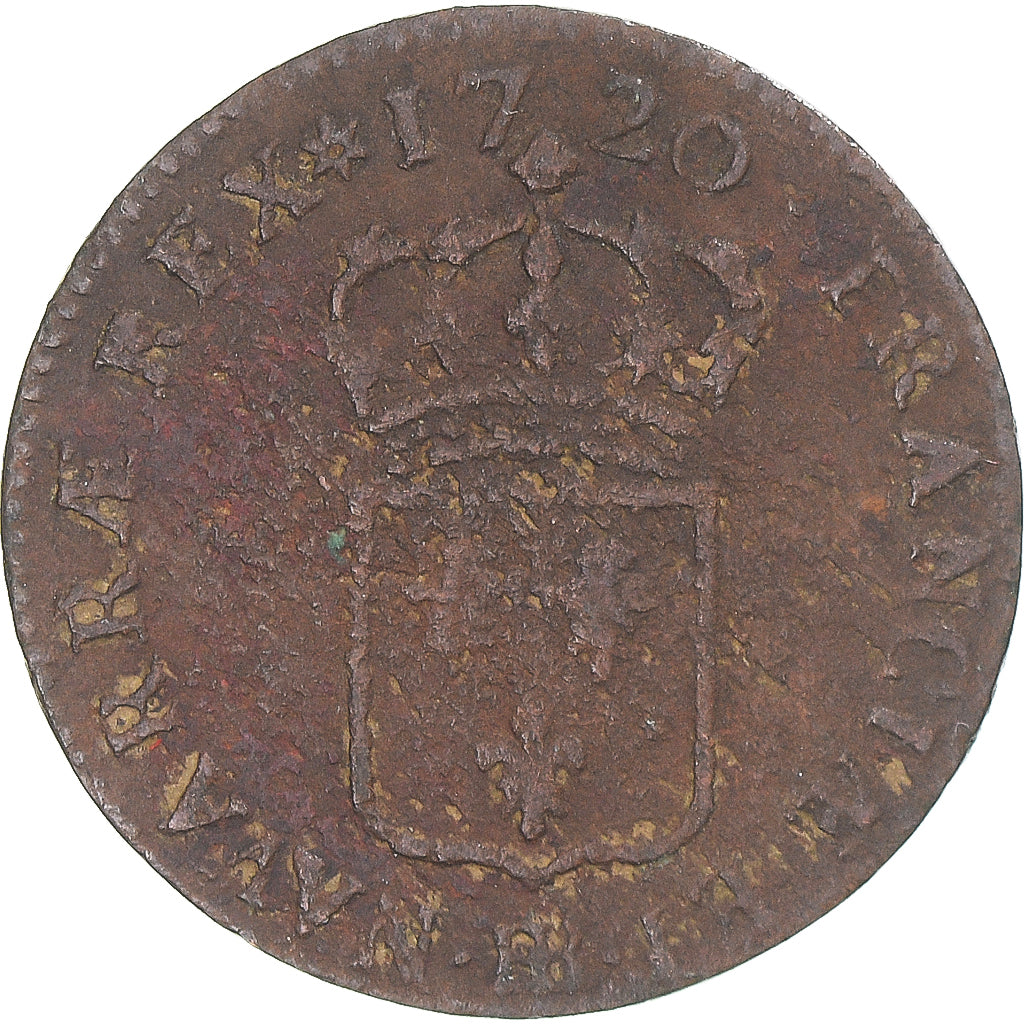 Munten, Frankrijk, Louis XV, Demi sol au buste enfantin, 1/2 Sol, 1720