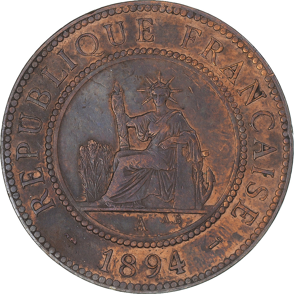 Münze, FRENCH INDO-CHINA, Cent, 1894, Paris, S, Bronze, KM:1, Lecompte:45