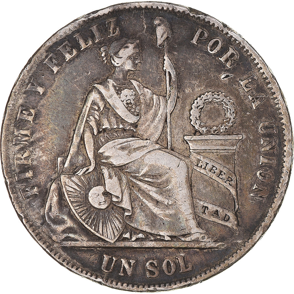 Monnaie, Pérou, SOUTH PERU, Sol, 1871, Lima, TB+, Argent, KM:196.3