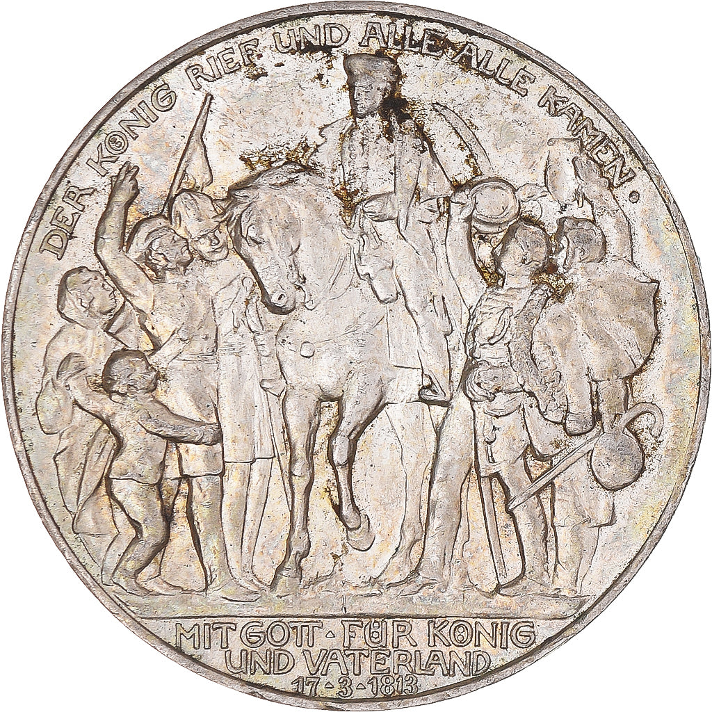Coin, German States, PRUSSIA, Wilhelm II, 3 Mark, 1913, Berlin, AU(55-58)