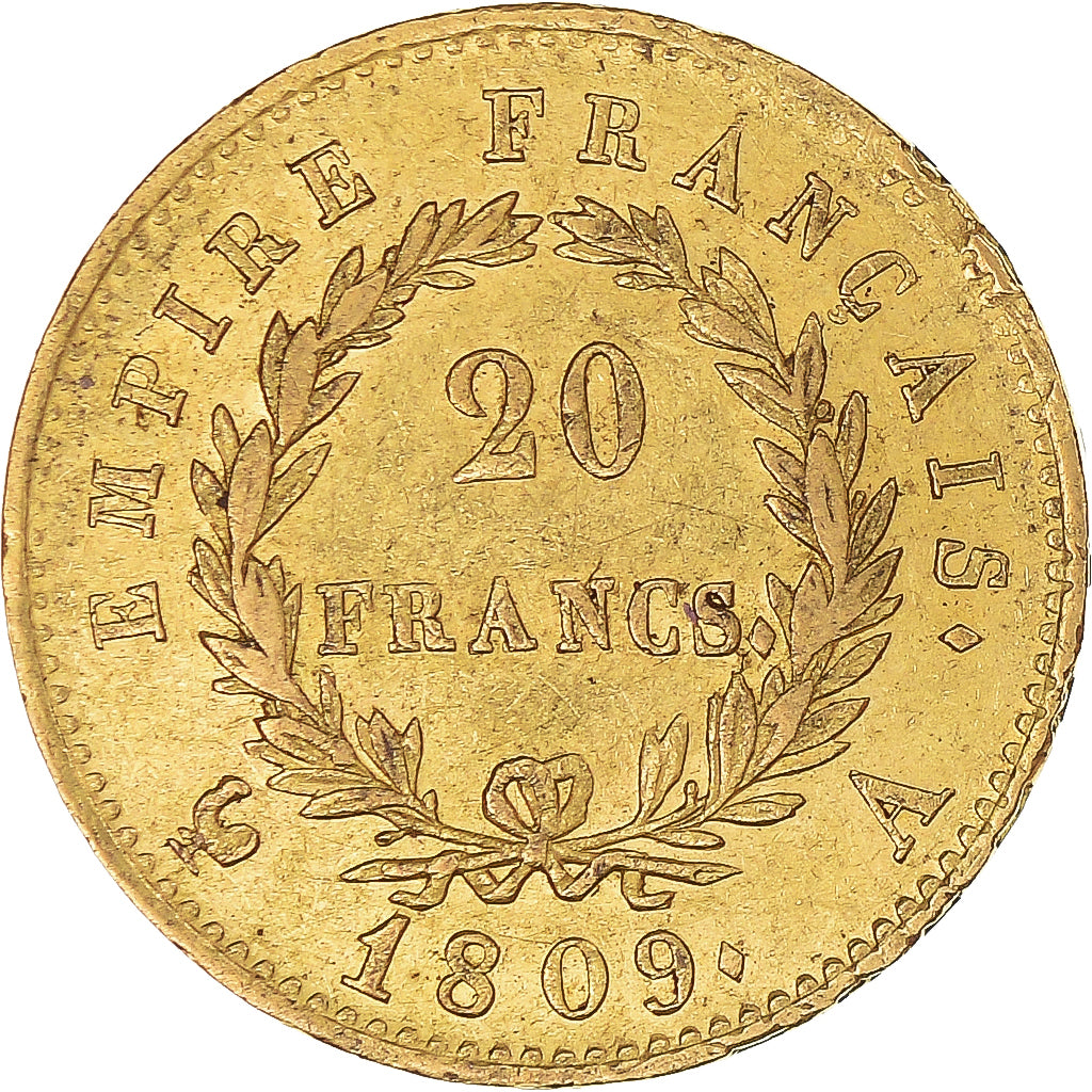 Munten, Frankrijk, Napoléon I, 20 Francs, 1809, Paris, ZF, Goud, KM:695.1