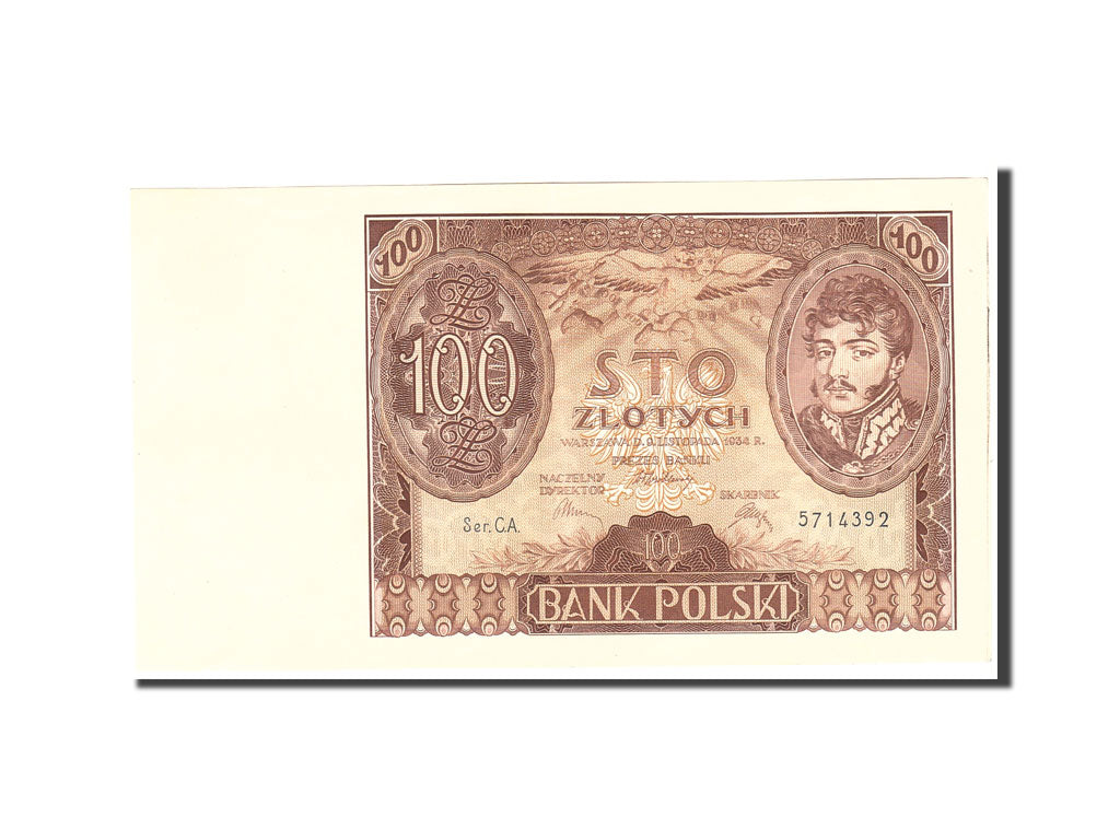 Poland, 100 Zlotych, 1934, 1934-11-09, KM:75a, AU(55-58)