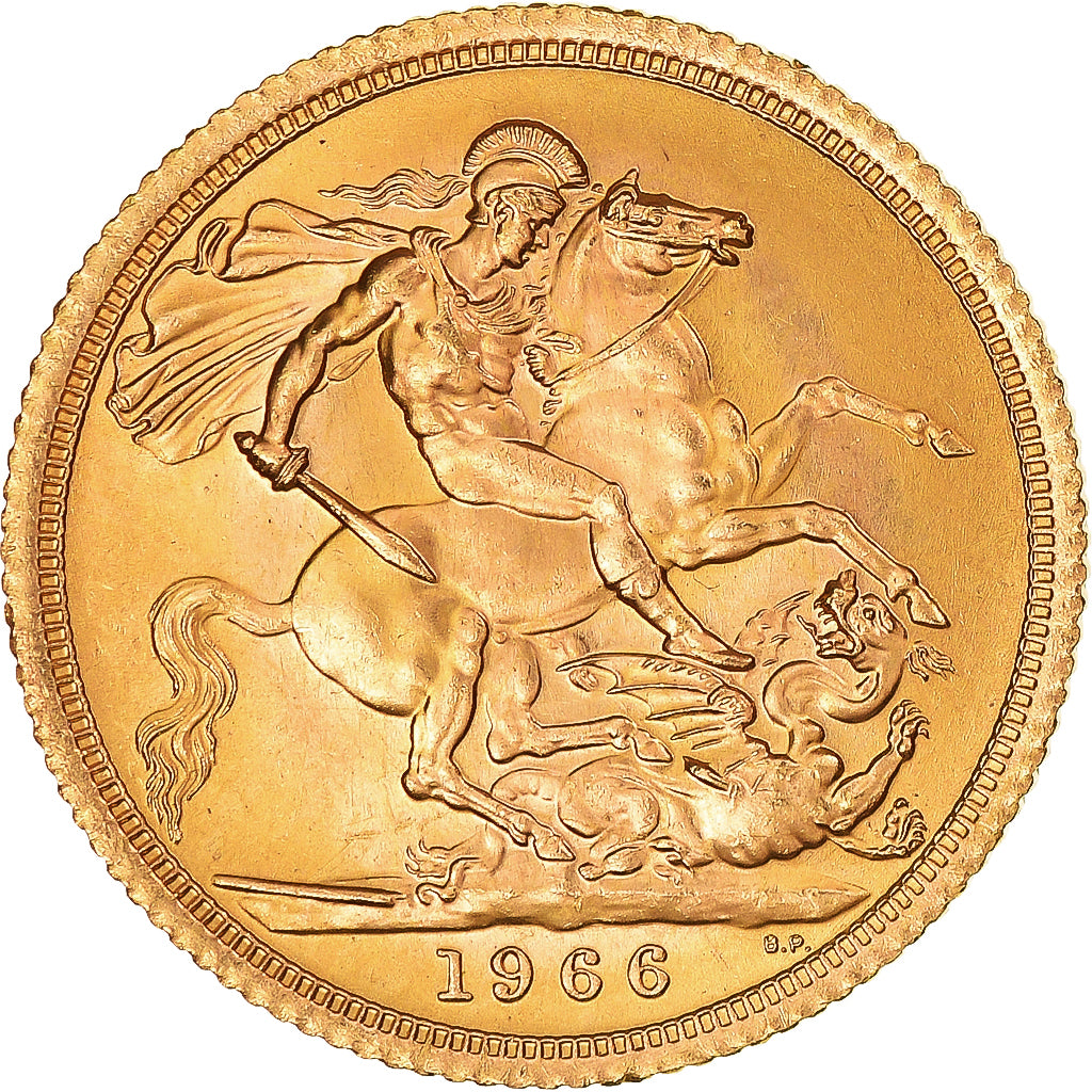 Coin, Great Britain, Elizabeth II, Sovereign, 1966, MS(63), Gold, KM:908