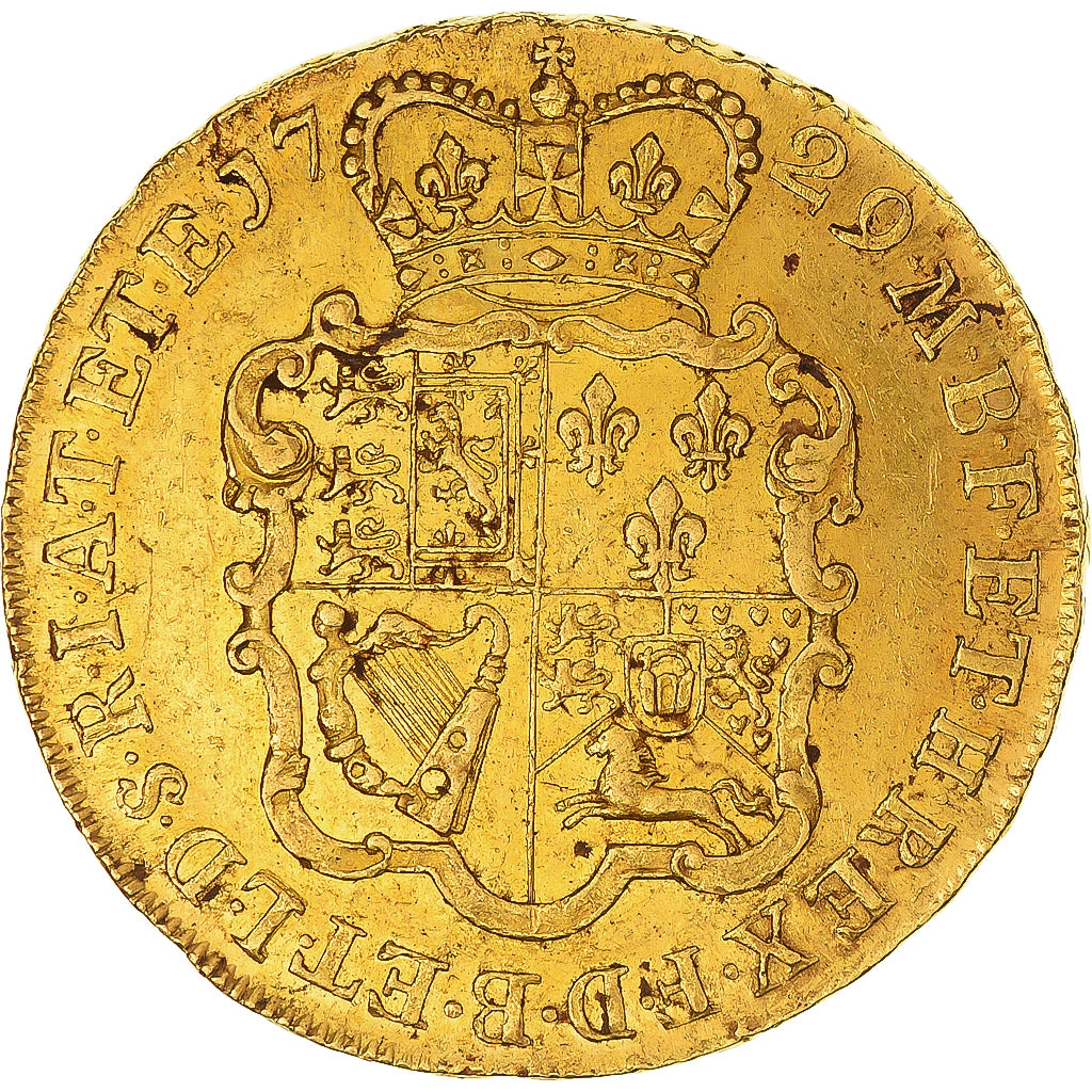 Great Britain, George II, 5 Guineas, 1729, London, Gold, AU(55-58), Spink:3663