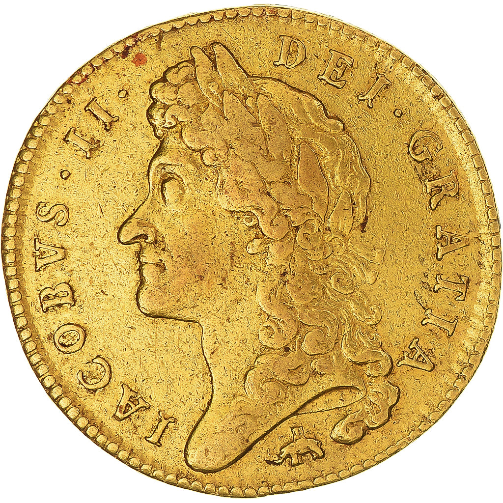 Coin, Great Britain, James II, 5 Guineas, 1688, London, VF(30-35), Gold