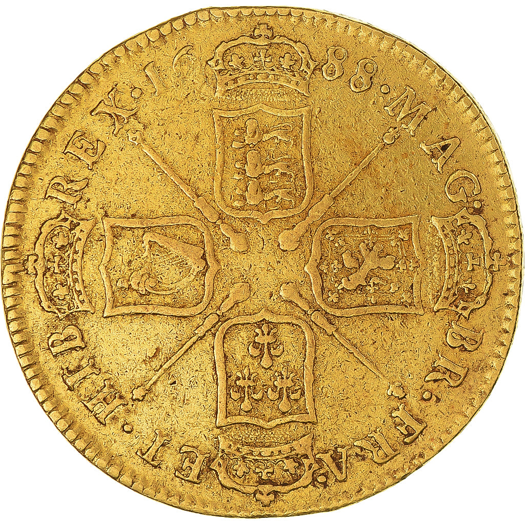 Coin, Great Britain, James II, 5 Guineas, 1688, London, VF(30-35), Gold