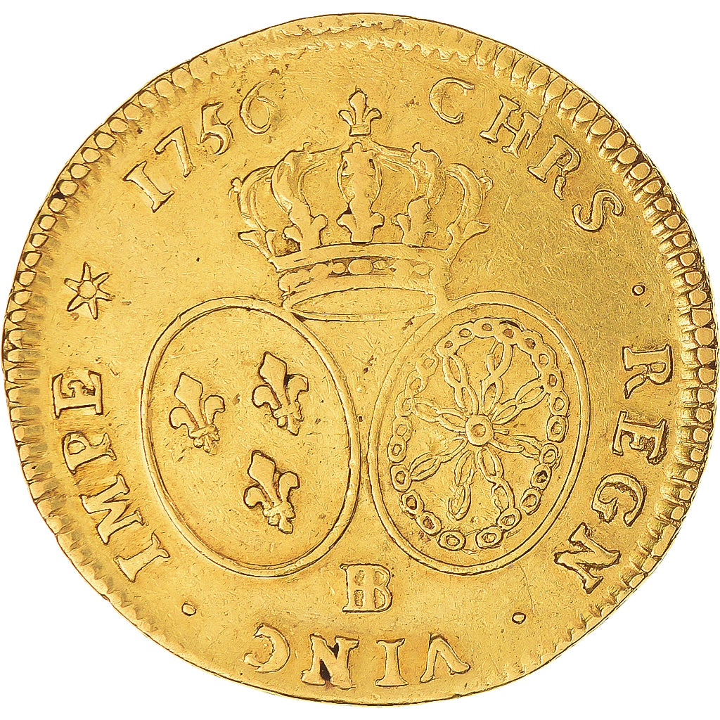 Monnaie, France, Louis XV, Double louis d'or au bandeau, 2 Louis D'or, 1756