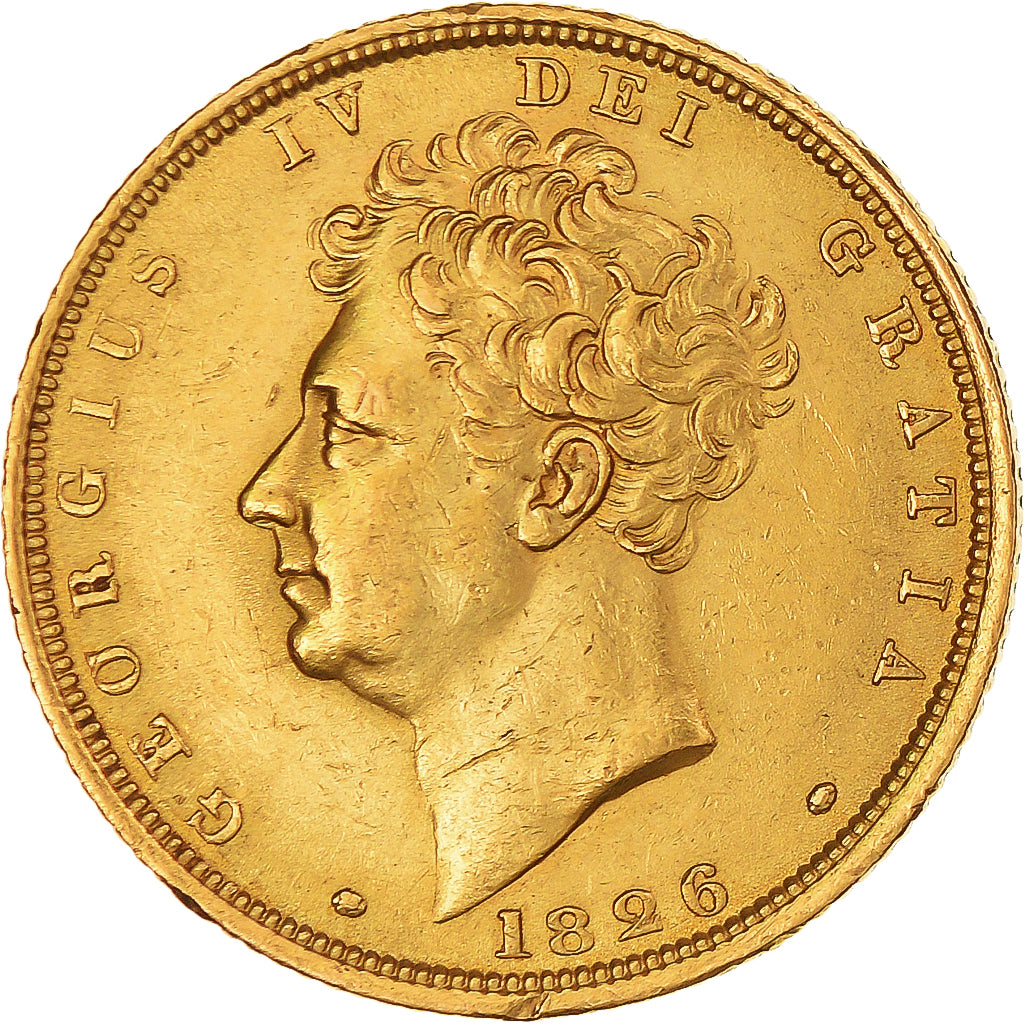 Moneda, Gran Bretaña, George IV, Sovereign, 1826, London, EBC, Oro, KM:696