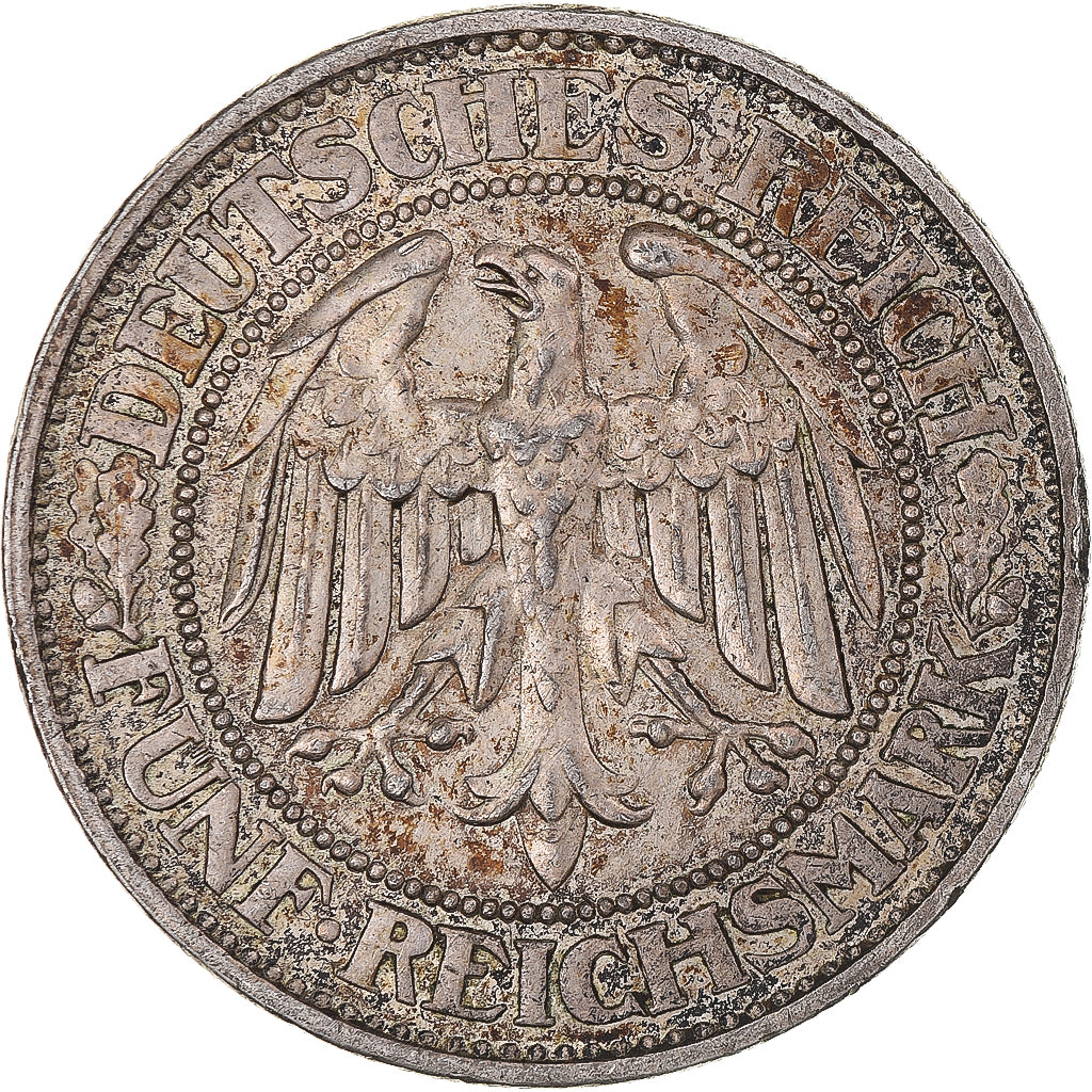 Moneda, ALEMANIA - REPÚBLICA DE WEIMAR, 5 Mark, 1928, Karlsruhe, MBC+, Plata