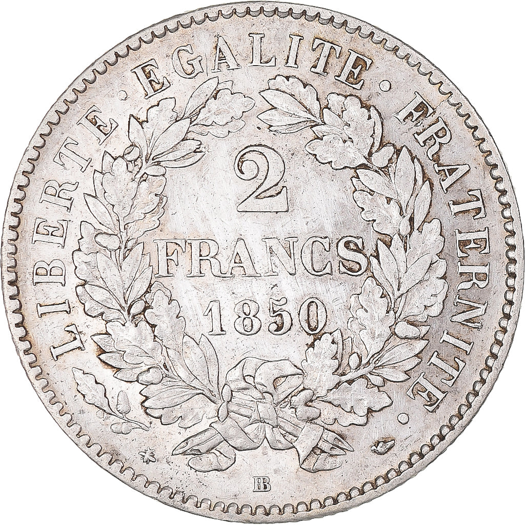 Monnaie, France, Cérès, 2 Francs, 1850, Strasbourg, TTB+, Argent, Gadoury:522