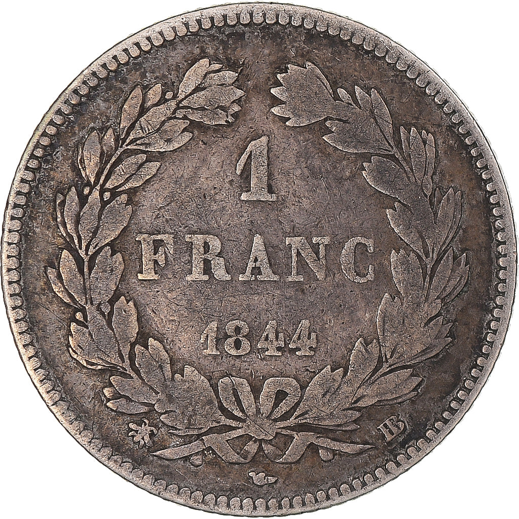 Coin, France, Louis-Philippe, Franc, 1844, Strasbourg, VF(20-25), Silver