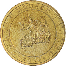 Monaco, 50 Euro Cent, 2001, Paris, AU(55-58), Brass, KM:172