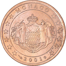 Monaco, 5 Euro Cent, 2001, Paris, AU(55-58), Copper Plated Steel, KM:169