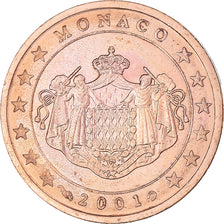 Monaco, 2 Euro Cent, 2001, Paris, AU(55-58), Copper Plated Steel, KM:168