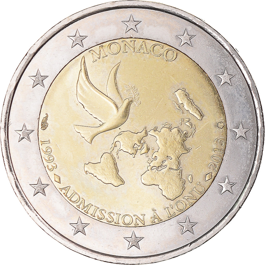 Monaco, 2 Euro, Admission à l'ONU, 2013, Paris, SUP+, Bimétallique