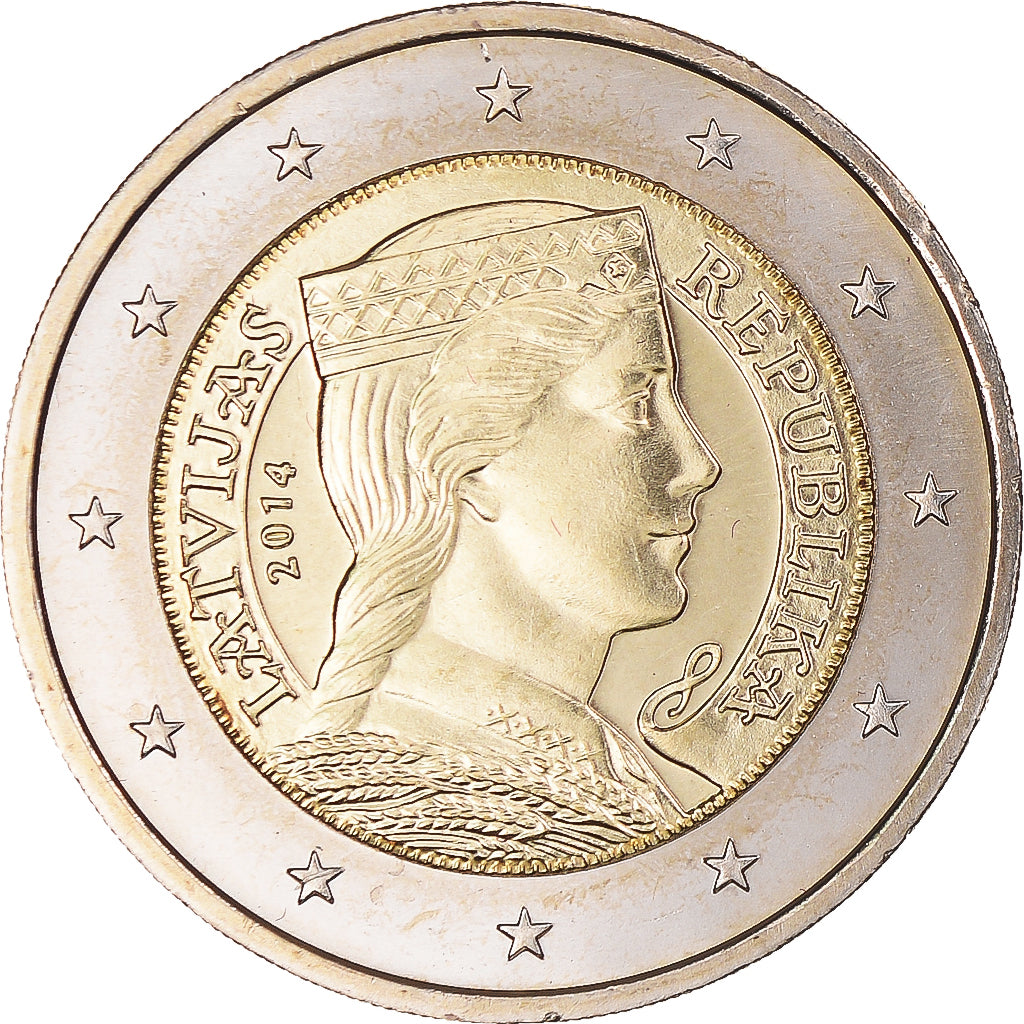 Lettonie, 2 Euro, 2014, Stuttgart, SPL+, Bimétallique, KM:157