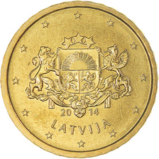 Letónia, 10 Euro Cent, 2014, Stuttgart, MS(65-70), Latão, KM:153